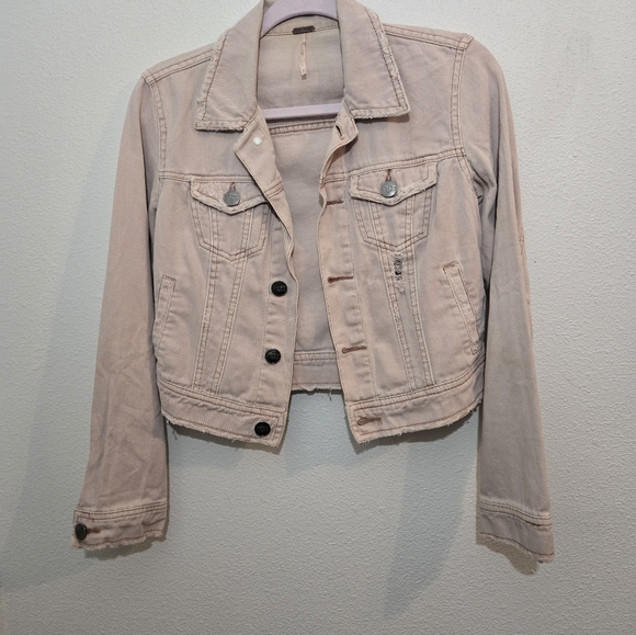 Free People Light Pink Jean Jacket - Picture 5 of 13
